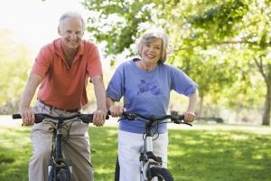 Senior couple on cycle ride